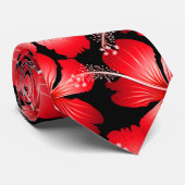 Rode hibiscus bloemen stropdas (Opgerold)
