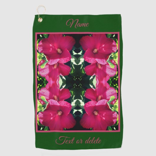 Rode Hibiscus Bloempaar Abstract gepersonaliseerd Golfhanddoek (Voorkant)