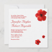 Rode Hibiscus bruiloft uitnodiging (Voorkant)