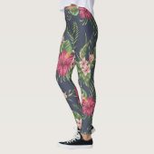 Rode Hibiscus Flowers Donkere leggings (Links)