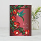 Rode Hibiscus Kolibrie Uitnodiging Template (Staand voorkant)