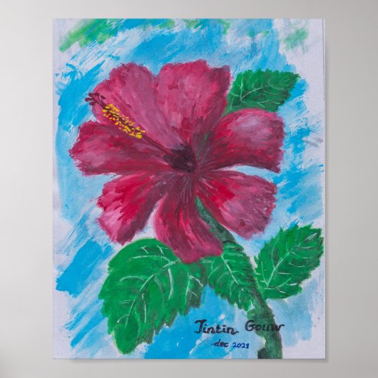 rode hibiscus poster (Voorkant)