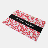 Rode Hibiscus, Rode bloemen, Jouw naam Deurmat (Schuin)