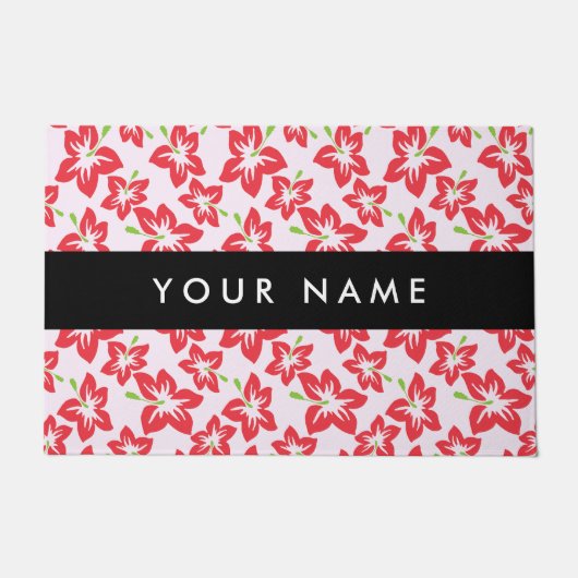 Rode Hibiscus, Rode bloemen, Jouw naam Deurmat (Voorkant)