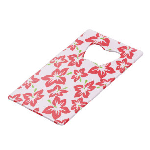 Rode hibiscus, rode bloemen, patroon van bloemen kredietkaart flessenopener