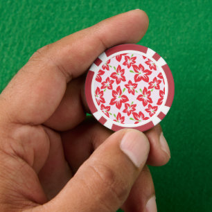 Rode hibiscus, rode bloemen, patroon van bloemen poker chips