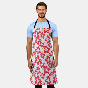 Rode hibiscus, rode bloemen, patroon van bloemen schort