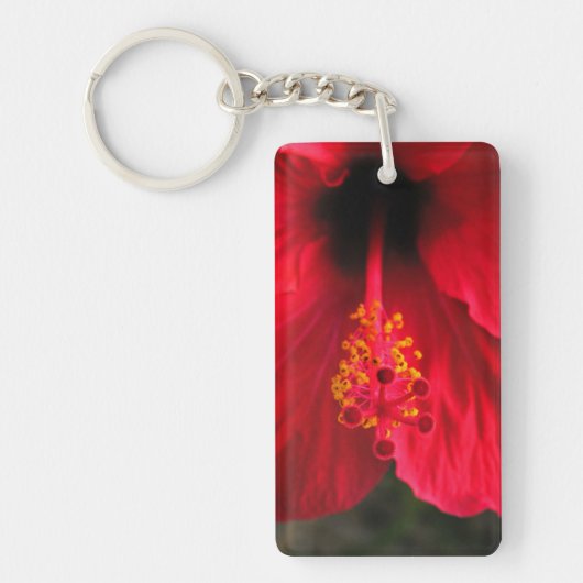 Rode hibiscus sleutelhanger (Voorkant)