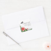 Rode Hibiscus Tropisch Afstuderen Ronde Sticker (Envelop)
