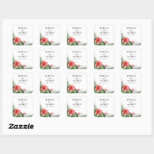 Rode Hibiscus Tropische Bruiloft Ronde Sticker (Vel)