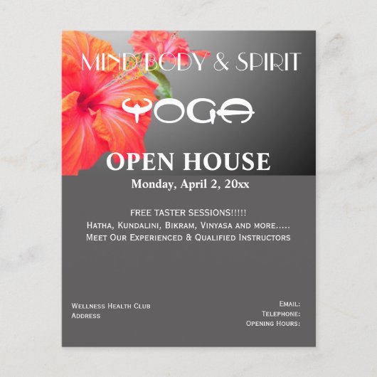 Rode Hibiscus Yoga A5 folder Flyer (Voorkant)