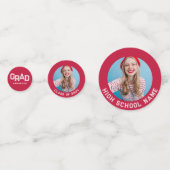 Rode High School Afstudeerder Custom Photo Afstude Confetti (Voorkanten)