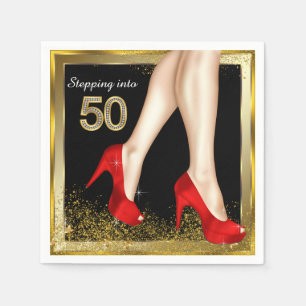Rode hoge hak 50ste verjaardagsfeestje servetten