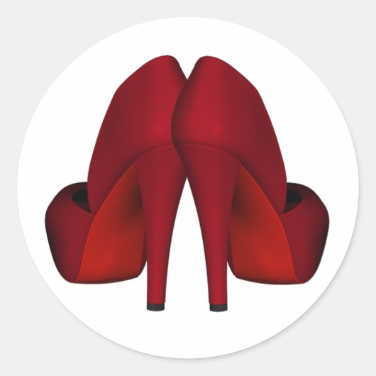Rode hoge hak schoenstickers ronde sticker (Voorkant)