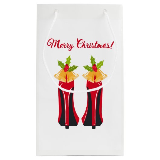 Rode Hoge Hakken met Kerstmisklokken Klein Cadeauzakje (Achterkant)