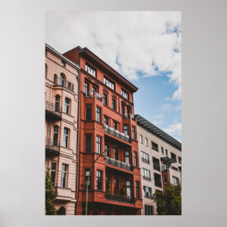 RODE HOGE STIJGENDE BOUW POSTER