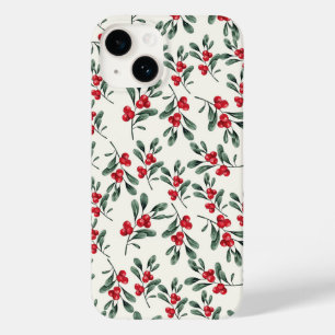 Rode Holly bessen Groene maretak bladeren Case-Mate iPhone 14 Hoesje