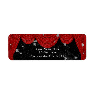 Rode HOLLYWOOD Gordijnen & Zilveren Feestuitnodigi Etiket