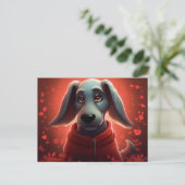 Rode hond briefkaart (Staand voorkant)