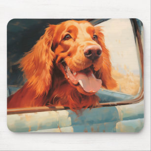 Rode hond in klassieke vrachtwagenraam Kunstprint Muismat