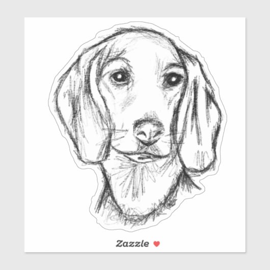 rode hond zwart wit simpele schets sticker (Vel)