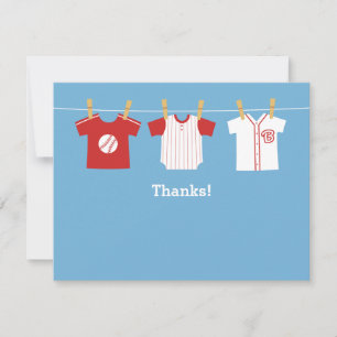 Rode honkbal baby jongen shower bedankkaartjes notitiekaartje
