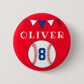 Rode honkbal Bunting Flags Kids Verjaardag Ronde Button 5,7 Cm (Voorkant)