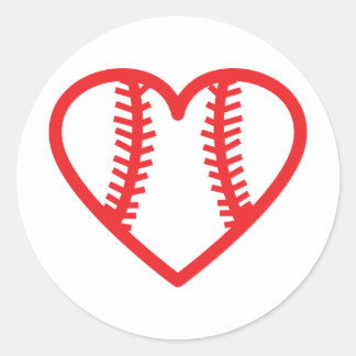 Rode honkbal hart liefde ronde sticker