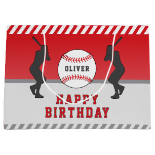Rode honkbal speler naam verjaardag groot cadeauzakje