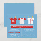 Rode honkbaljongen douche uitnodiging (Voorkant / Achterkant)