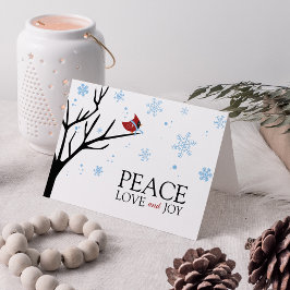 Rode HoofdSneeuwvlok | van de Winter van de Vogel Feestdagen Kaart