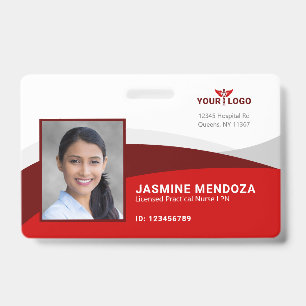 Rode Horizontale Sjabloon Logo Werknemersnaam ID Badge