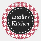 Rode Houndstooth Keuken Stickers (Voorkant)