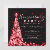 Rode Housewarming Party Kerst Feestdagen Kaart (Voorkant)