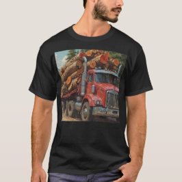 Rode houtkap Truck in de bergen T-shirt
