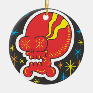 Rode huid keramisch ornament