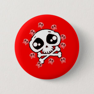 Rode huid ronde button 5,7 cm