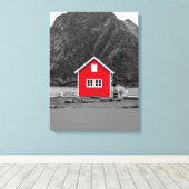 Rode Huis kleur Pop Canvas Afdruk (Insitu (Houten vloer))