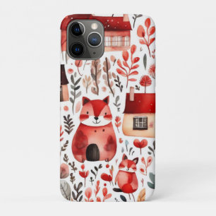 Rode huizen en huizen schattig papier blad iPhone 11 pro hoesje