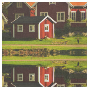 Rode huizen in Zweden Stof
