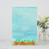 Rode huizen Waterverf gevoerd Briefpapier (Staand voorkant)