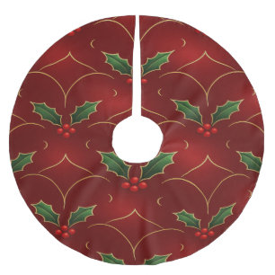 Rode Hulst Patroon – Elegante Kerststijl Kerstboom Rok