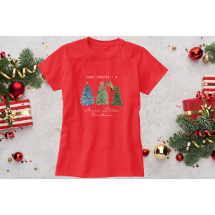 Rode Hummingbird Kerst T-shirt met bomen
