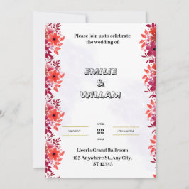 Rode huwelijksuitnodiging met esthetische Waterver Kaart