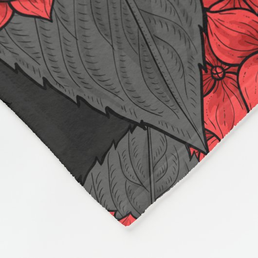 Rode hydrangea fleece deken (Hoek)