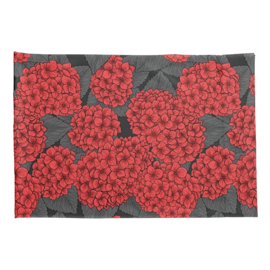 Rode hydrangea kussensloop (Achterkant-Rechts)