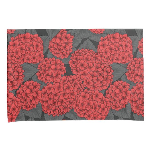 Rode hydrangea kussensloop (Voorkant-Rechts)