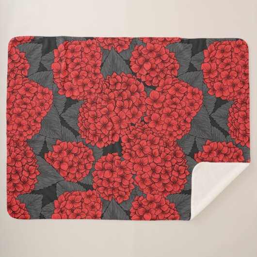 Rode hydrangea sherpa deken (Voorkant (horizontaal))