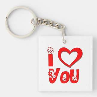 Rode I Love You Minimalistische Hart Acryl Sleutel Sleutelhanger