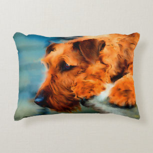Rode Ierse Terrier Hond Kunst Huisdier Portret Ik Accent Kussen